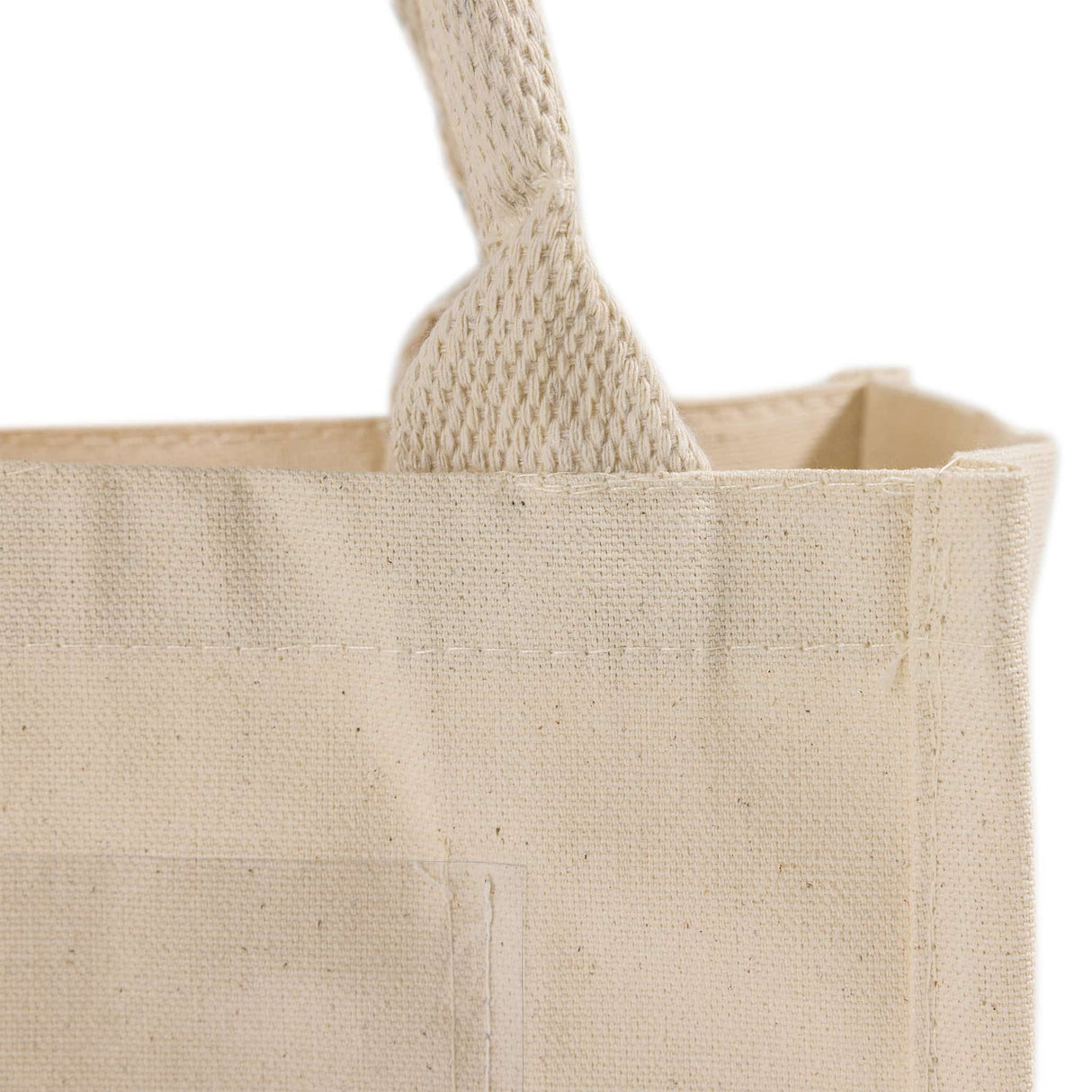 natural canvas wedding favor tote handle detail