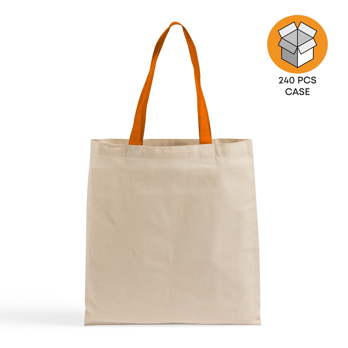240 ct Wholesale Tote Bags With Color Handles 100% Cotton - By Case