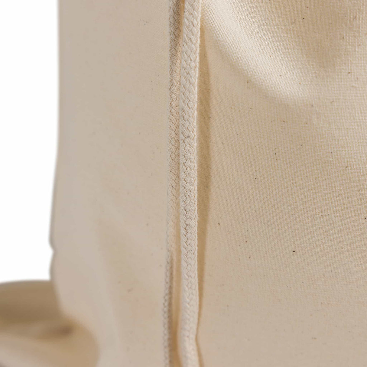 organic cotton drawstring bag detail