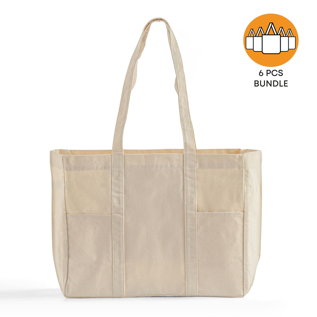 6 ct Organic Utility Canvas Tote - By Bundle