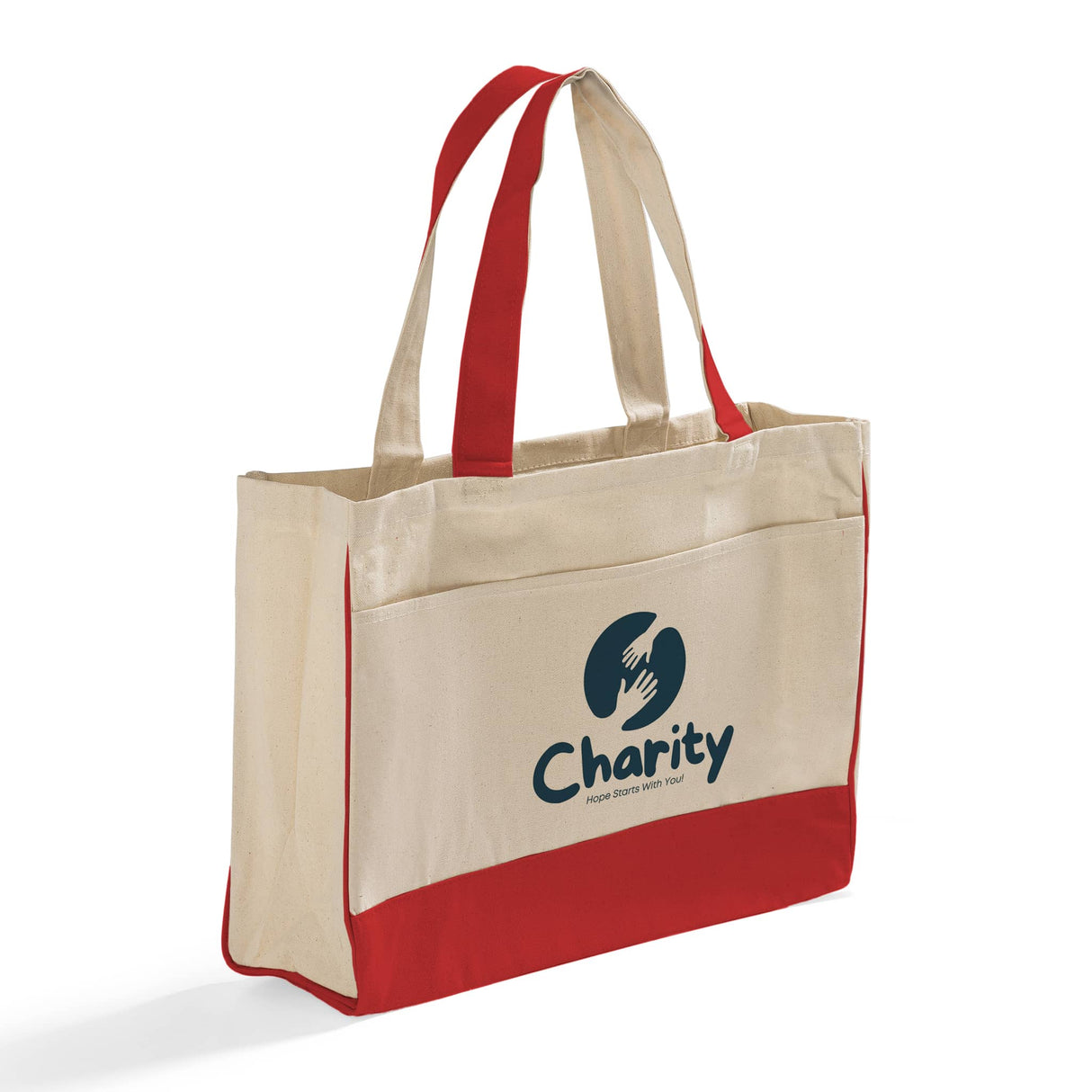Customized Cotton Canvas Tote Bag with Inside Zipper Pocket - Personalized Tote Bags With Your Logo - TF214