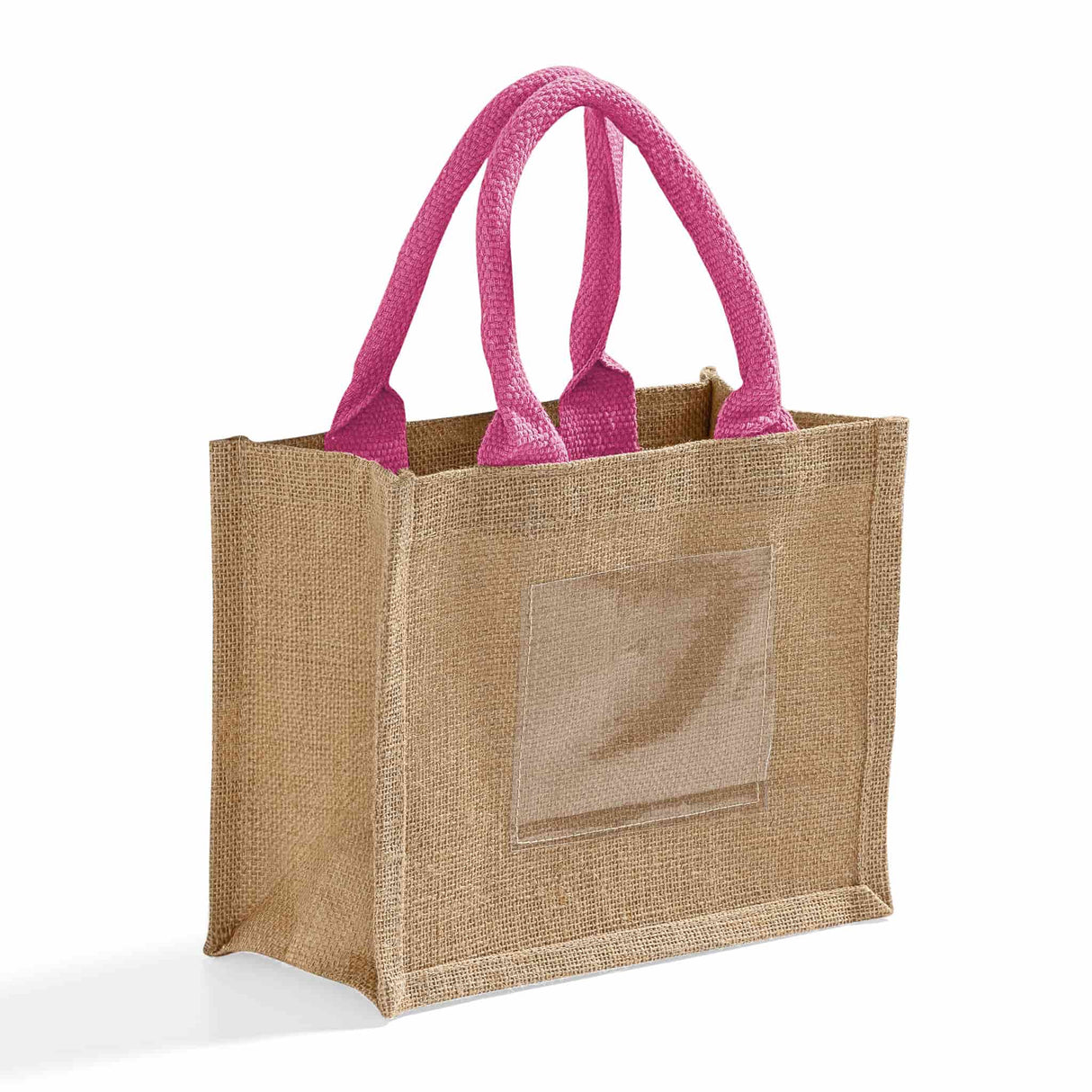 pink rustic wedding favor jute bag