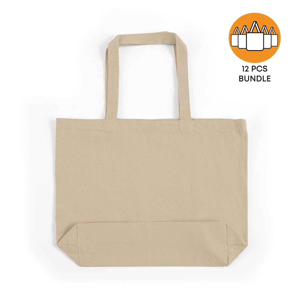 12 ct Med/Large Canvas Bulk Tote Bag with Long Handles - By Dozen