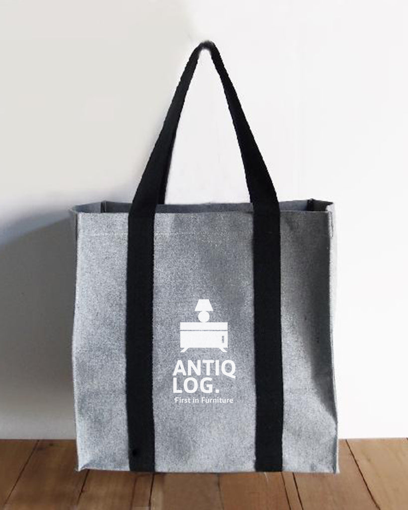 Custom Two-Tone Large Recycled Canvas Tote Bag W/Laminated Interior - Recycled Tote Bags With Your Logo - RC890