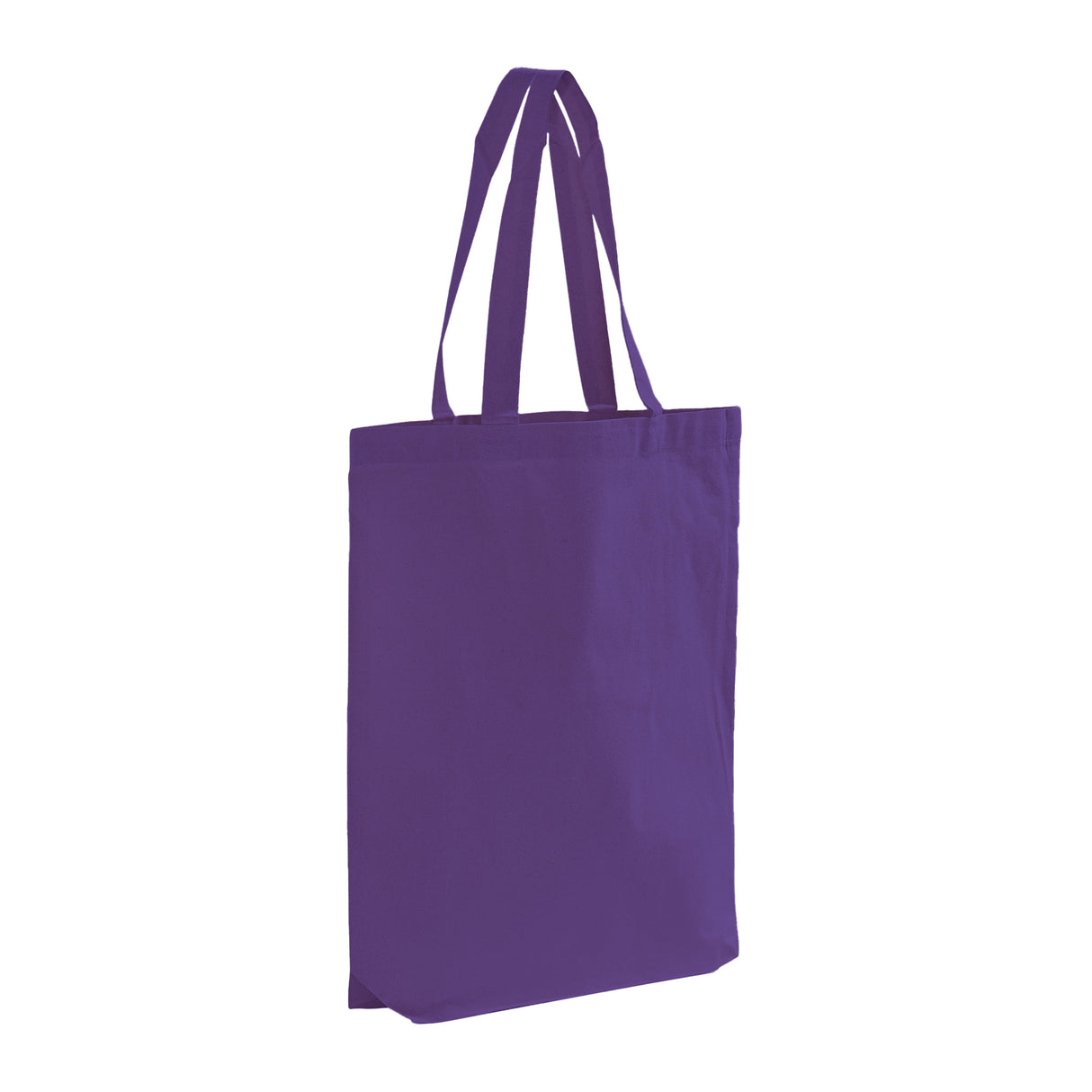 Purple cotton tote with bottom gusset