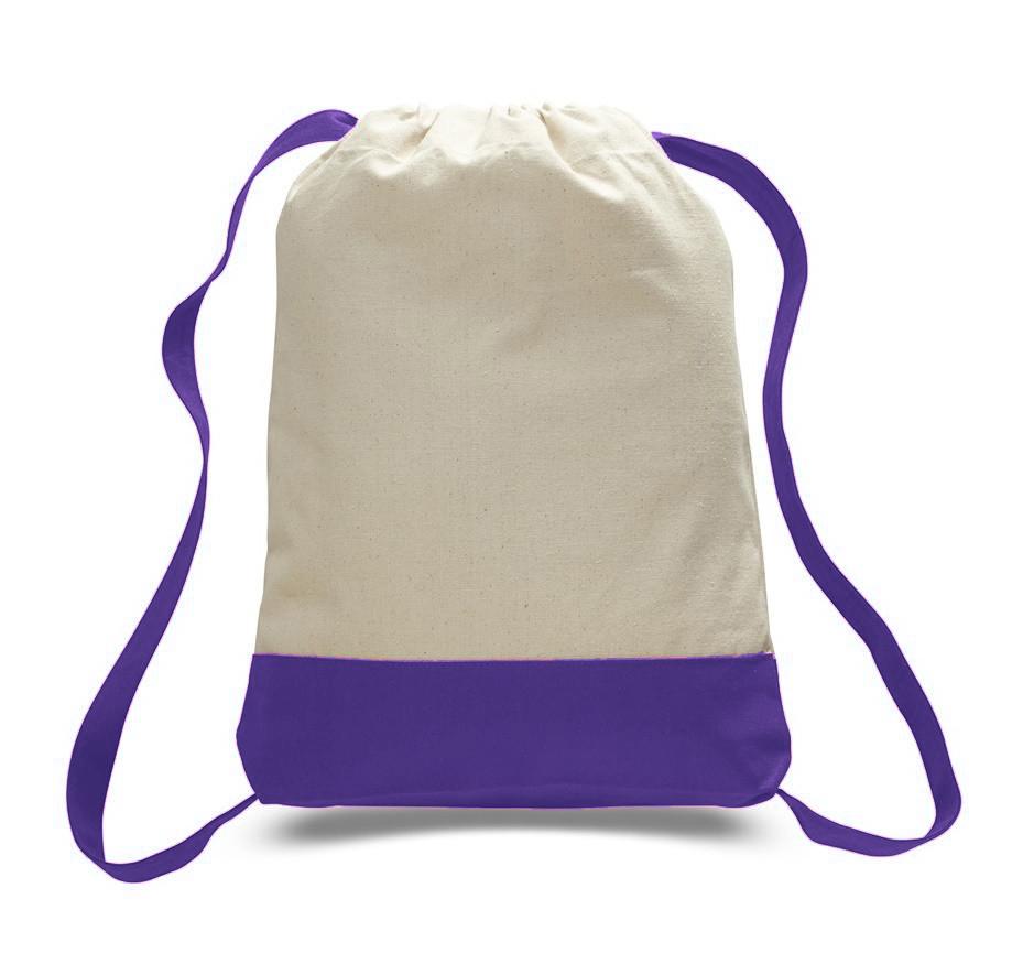Closeout Two Tone Canvas Sport Backpacks / Wholesale Drawstring Bags - BPK57