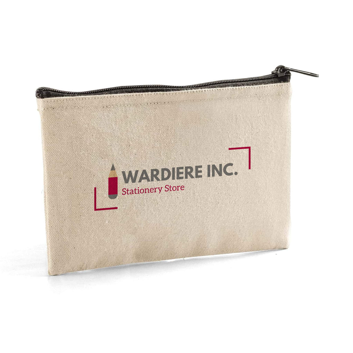 Rectangular Jute / Canvas Pouch with Zipper Closure w/ Your Logo
