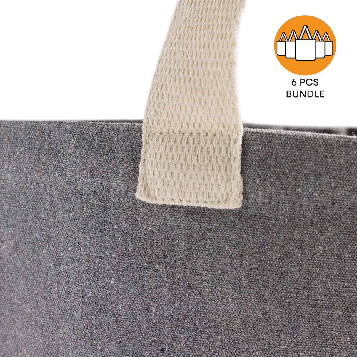 6 ct Recycled Canvas Flat Tote Bag / Basic Book Bag - Pack of 6