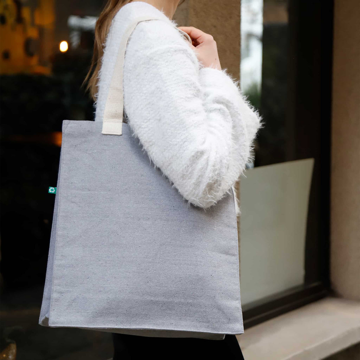 Recycled Ash Grey Canvas Tote Model
