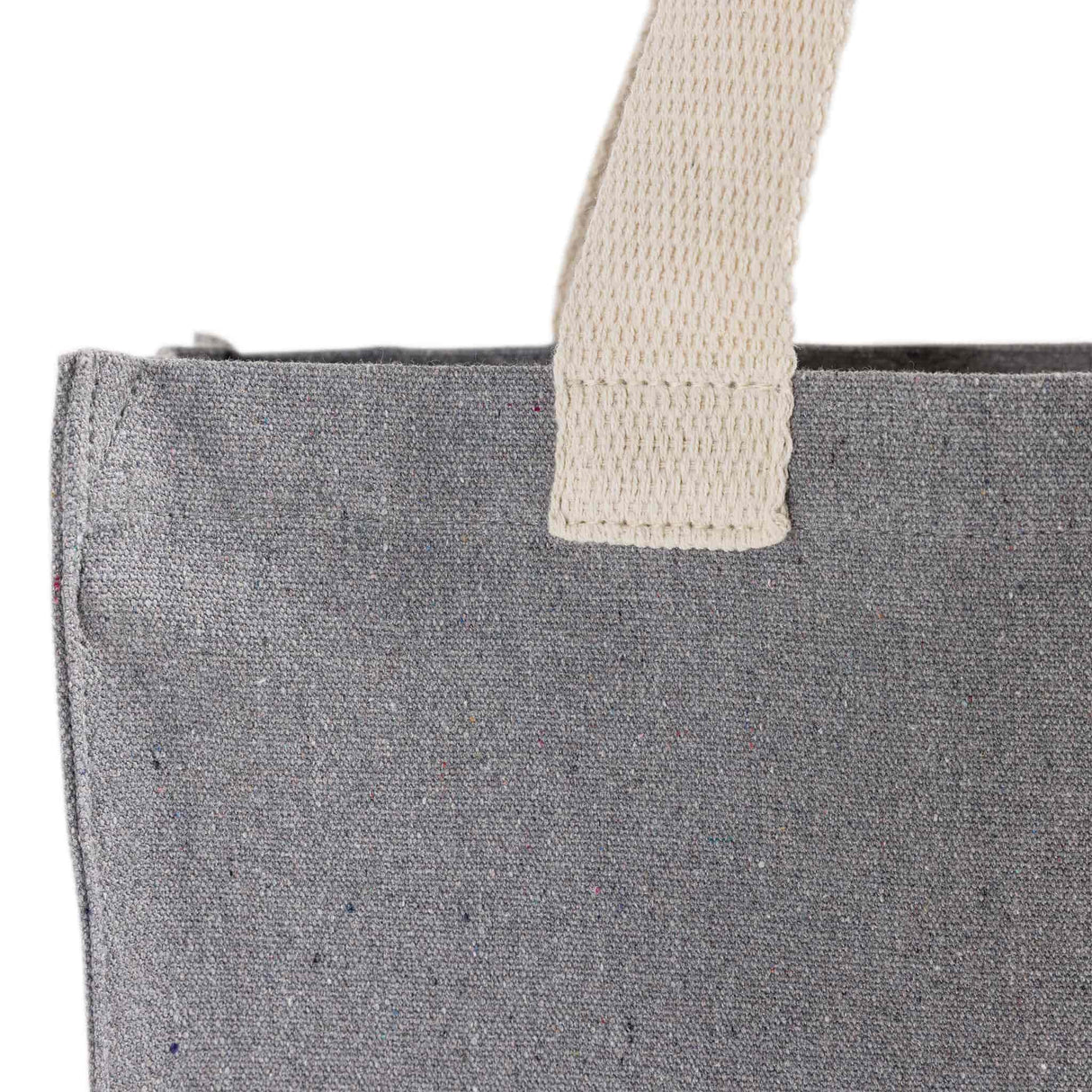Recycled Ash Grey Heavy Canvas Tote Handle Detail