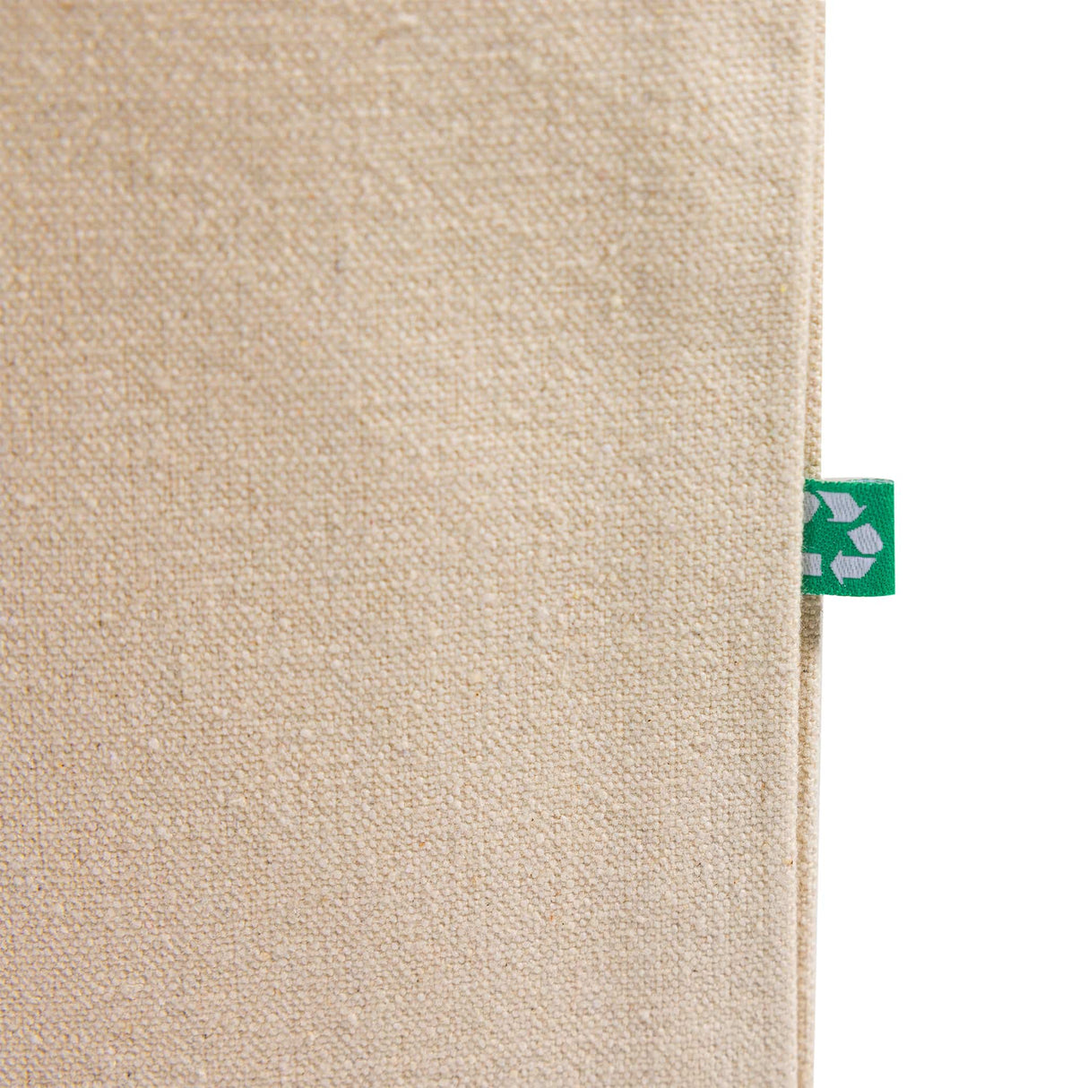 recycled canvas book tote tag detail