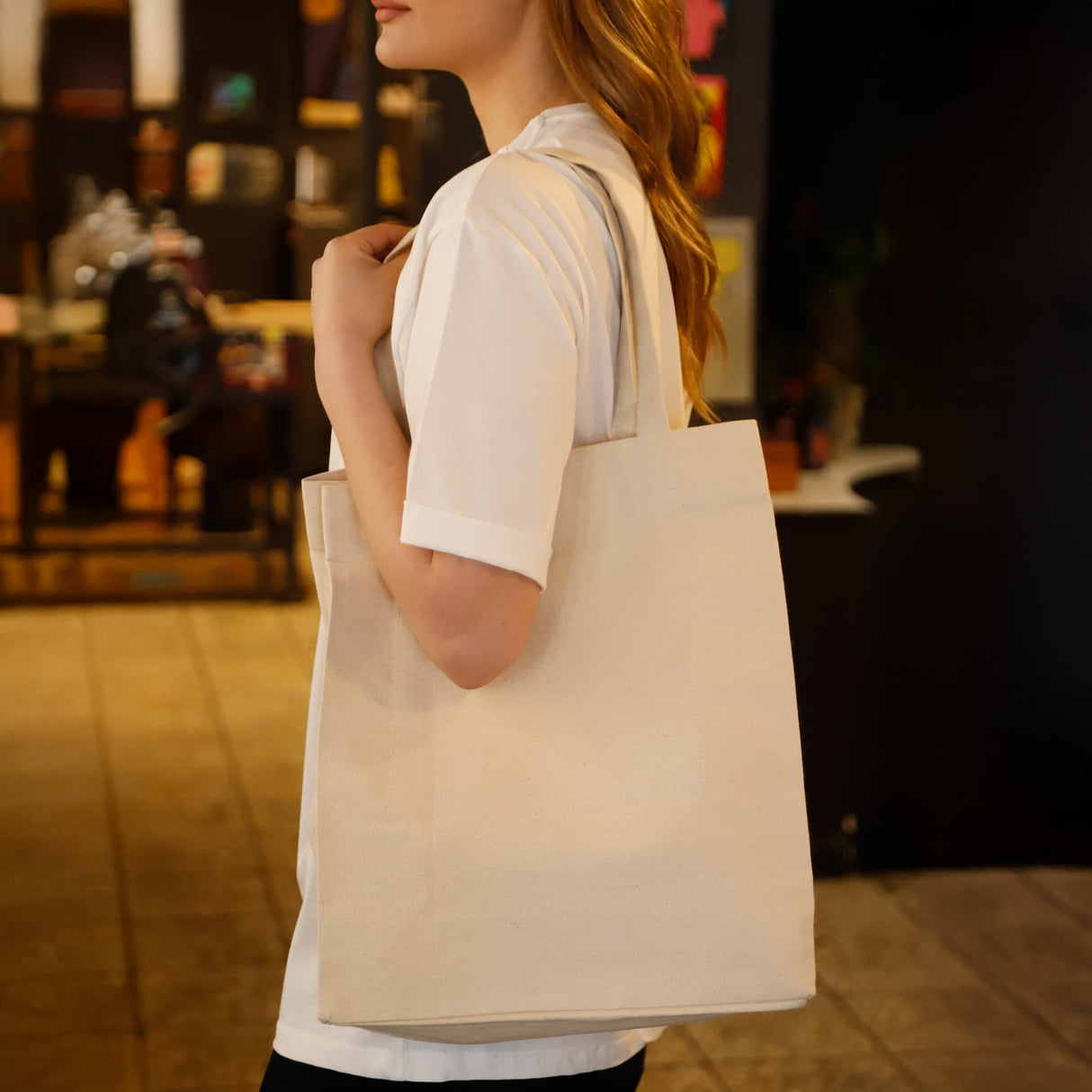 recycled canvas tote bag model