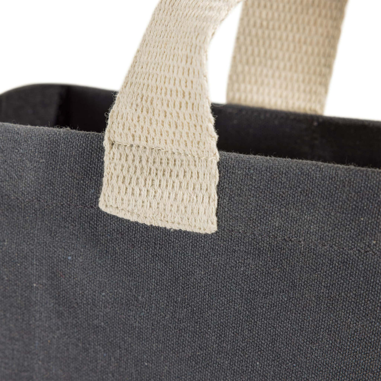 Recycled Charcoal Heavy Canvas Tote Handle Detail