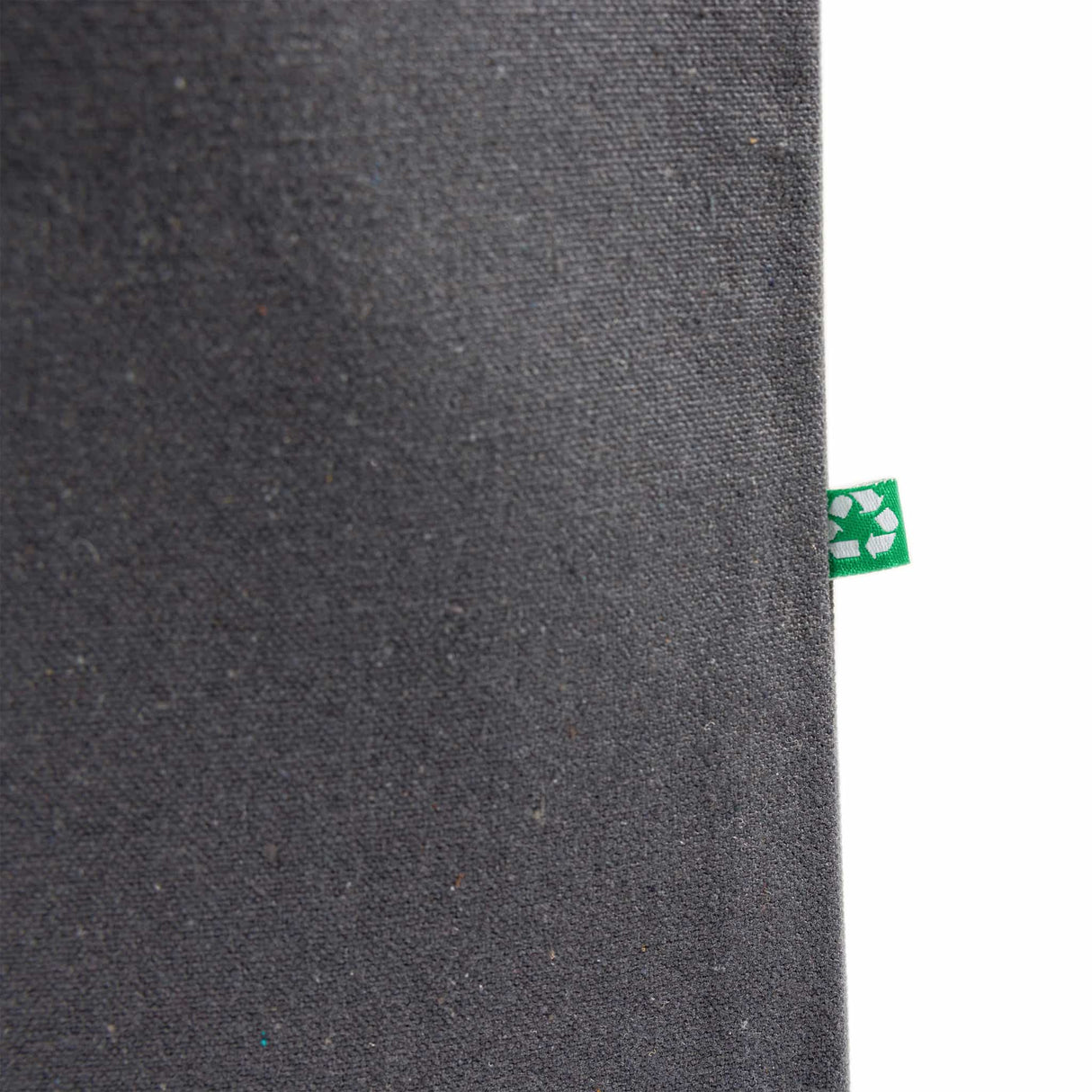 recycled charcoal tote tag detail