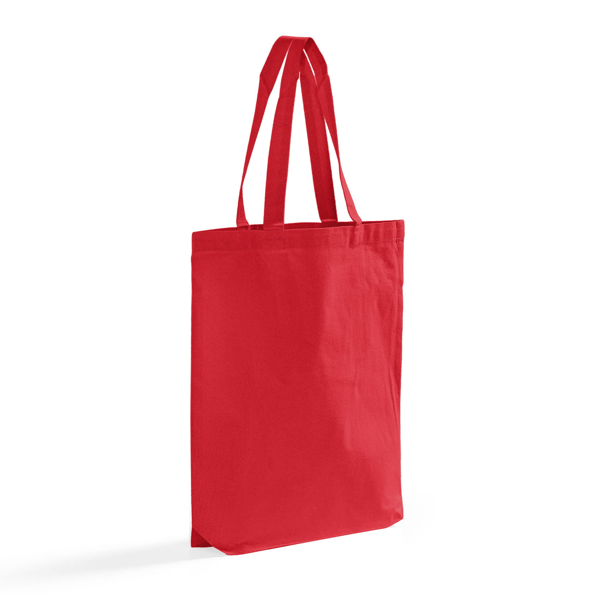Red cotton tote bag with bottom gusset