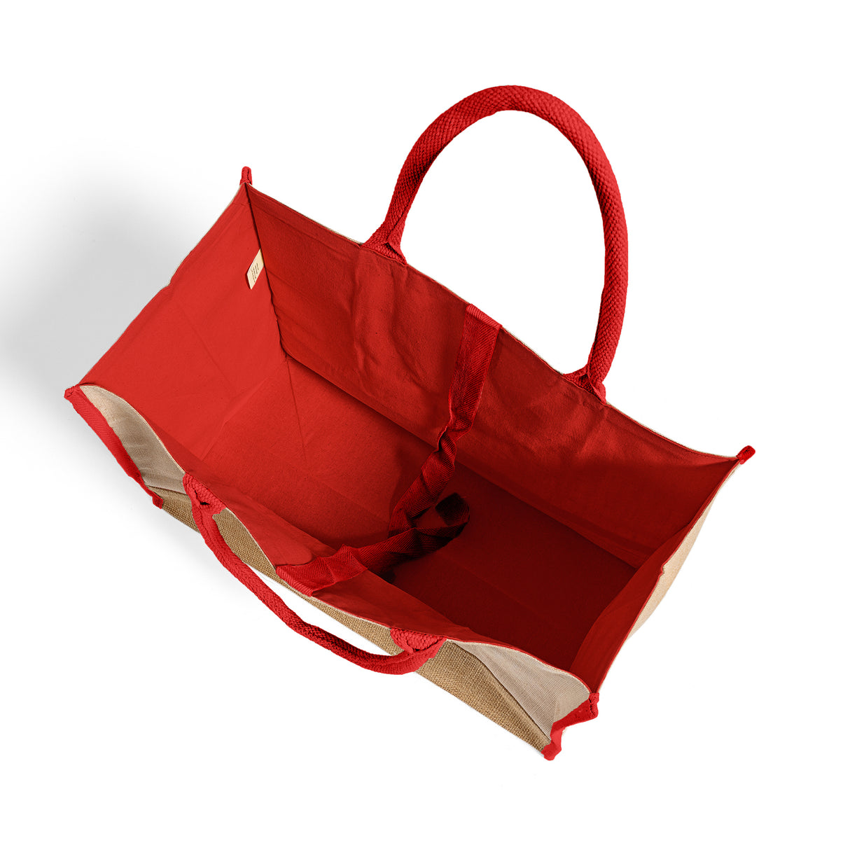 red fashion juco tote bag inside