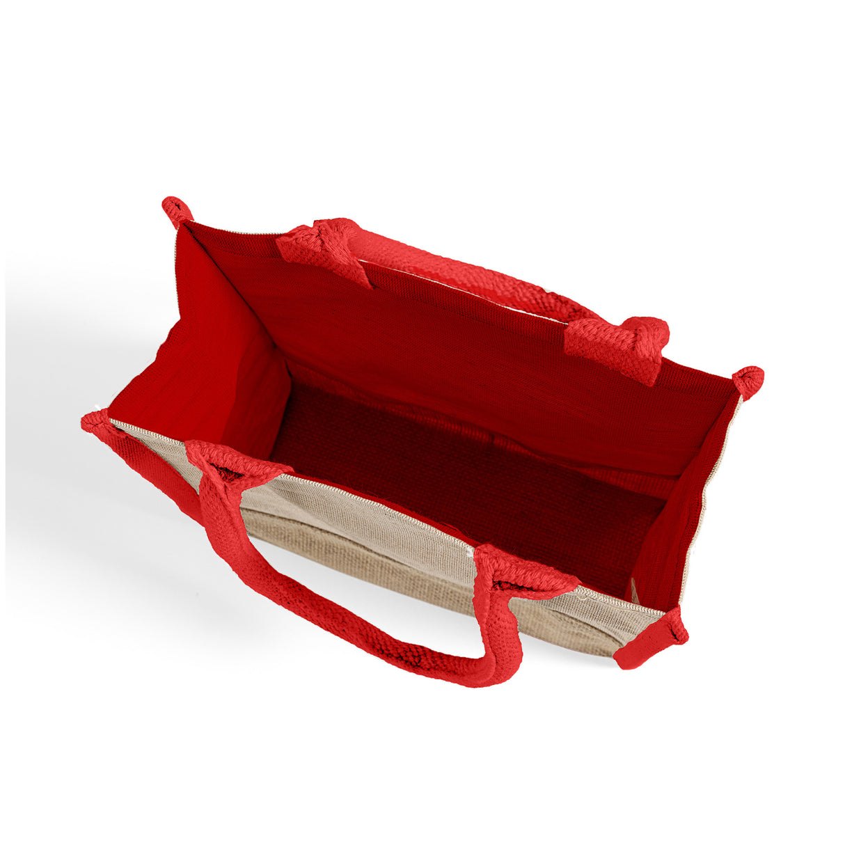 red heavy duty tote bag inside