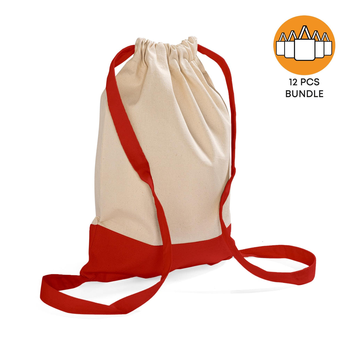 12 ct Two Tone Canvas Sport Backpacks / Wholesale Drawstring Bags - By Dozen