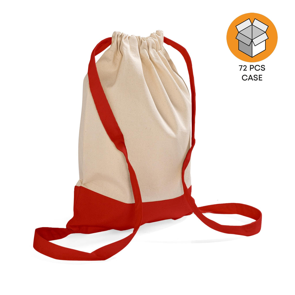 72 ct Two Tone Canvas Sport Backpacks / Wholesale Drawstring Bags - By Case