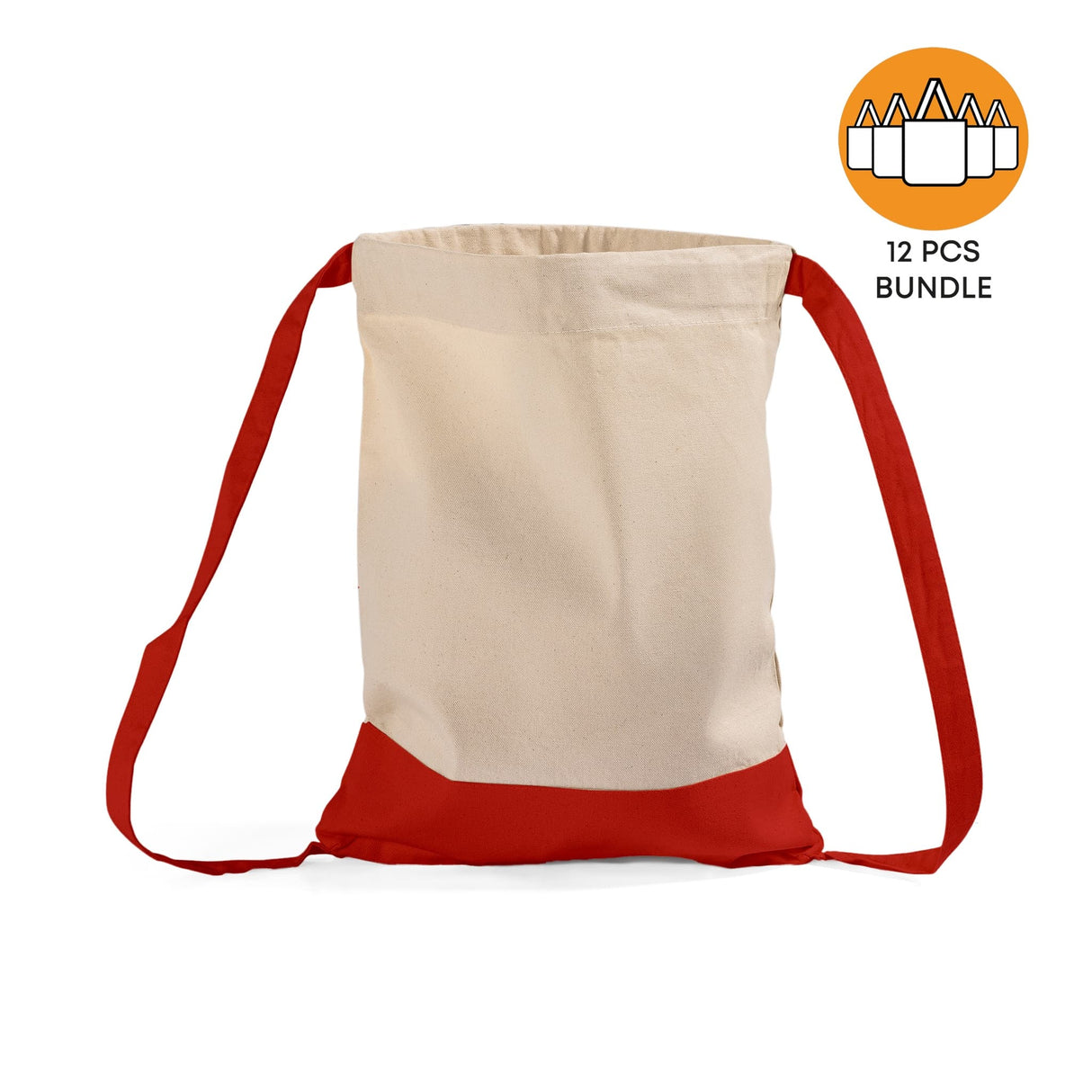 12 ct Two Tone Canvas Sport Backpacks / Wholesale Drawstring Bags - By Dozen