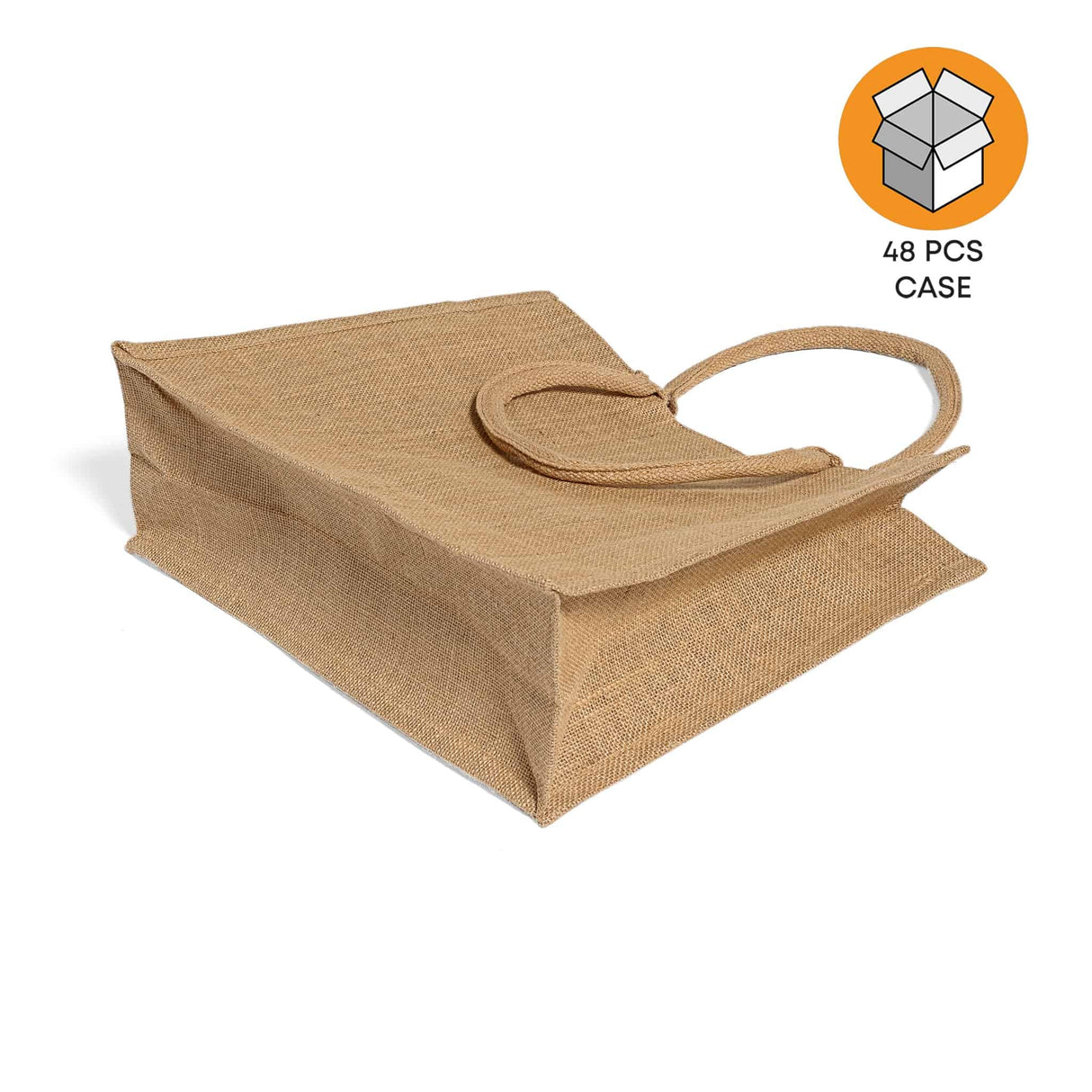 48 ct Large Burlap Shopping Bags / Reusable Jute Totes - By Case