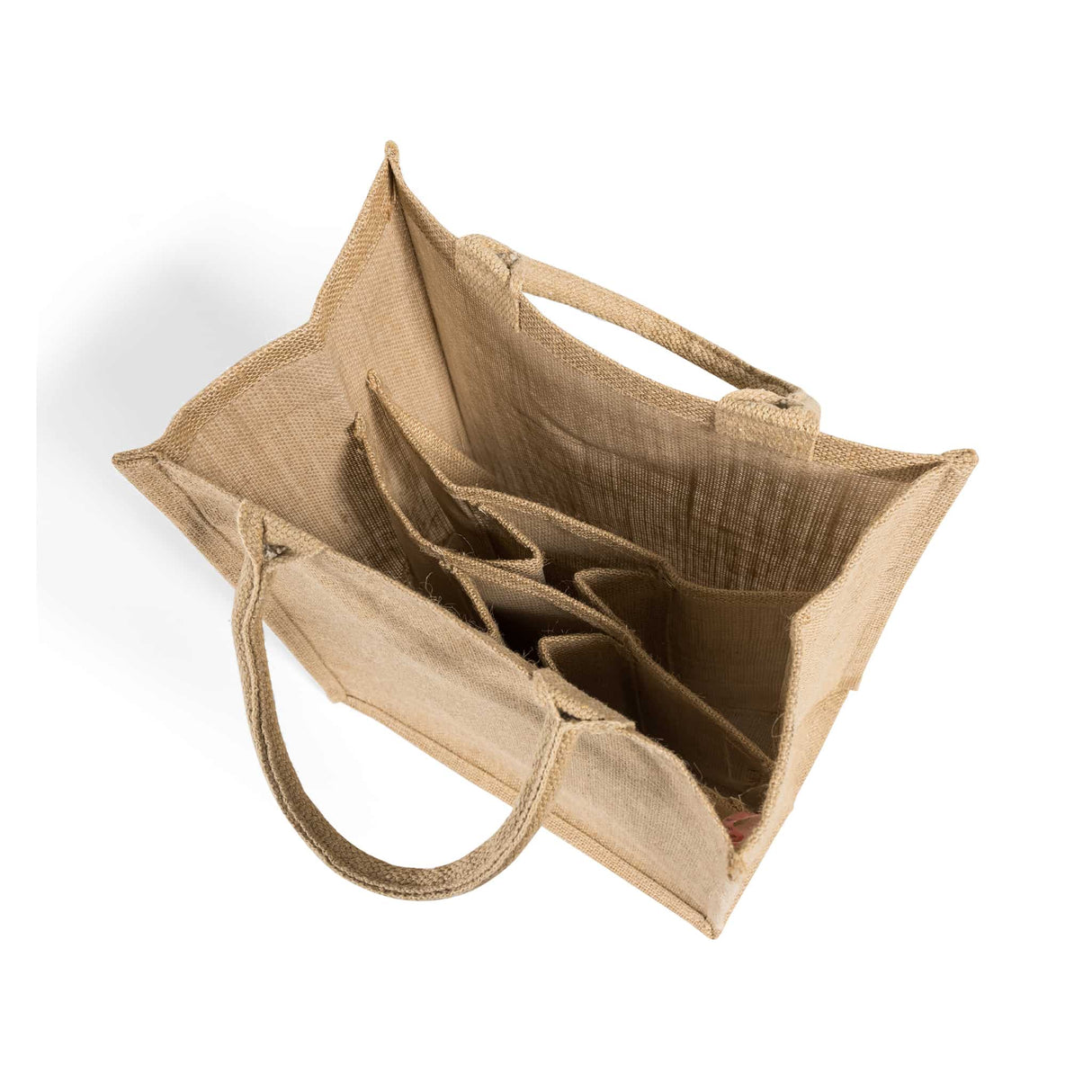 six divider jute wine tote bag