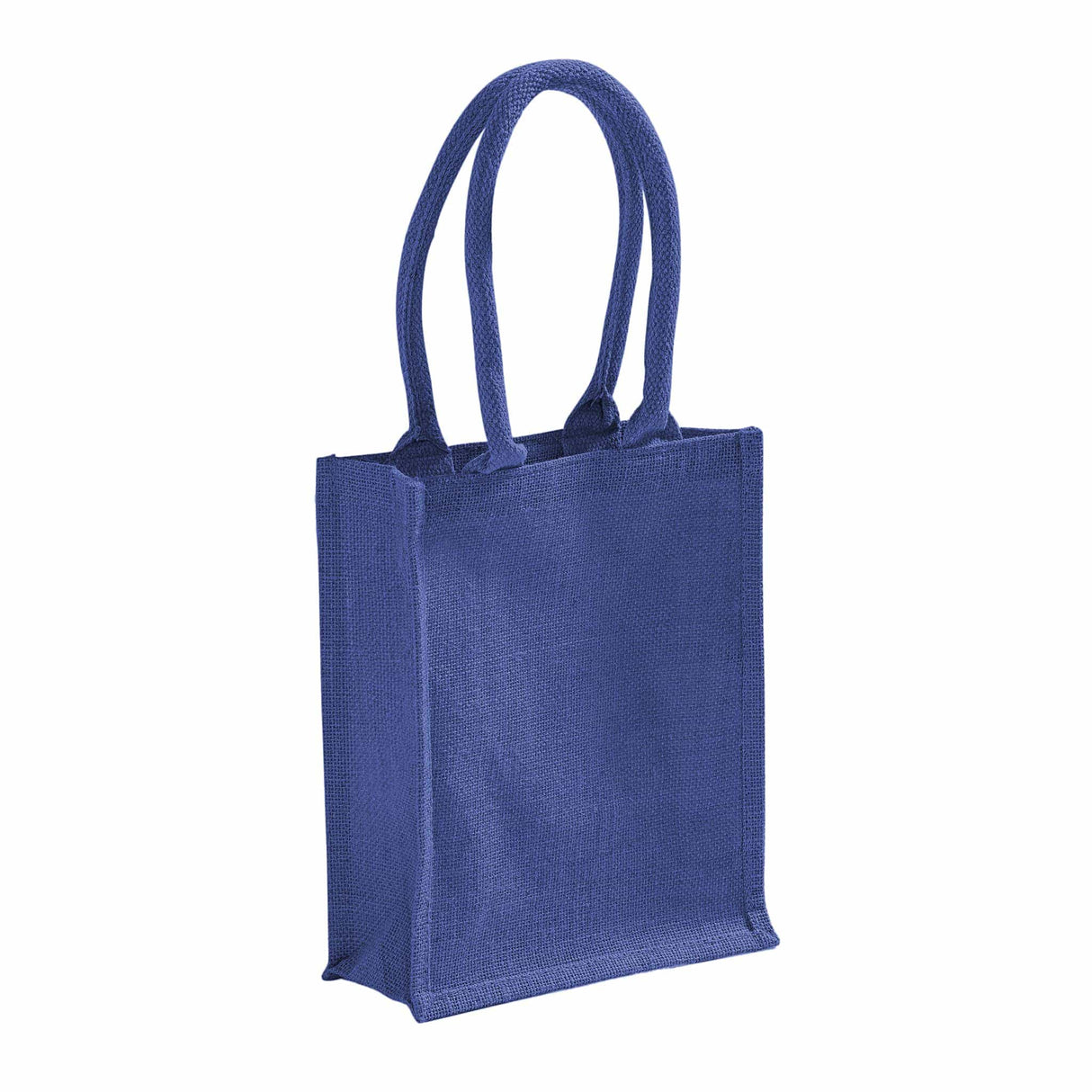 small blue jute book bag