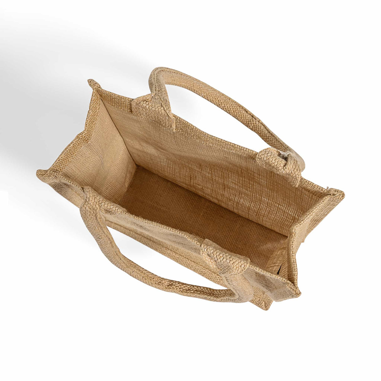 small burlap book bag inside detail