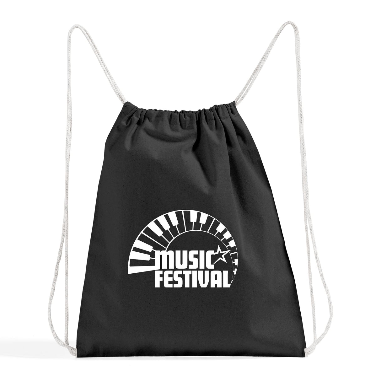 Custom Small Canvas Drawstring Backpack Black