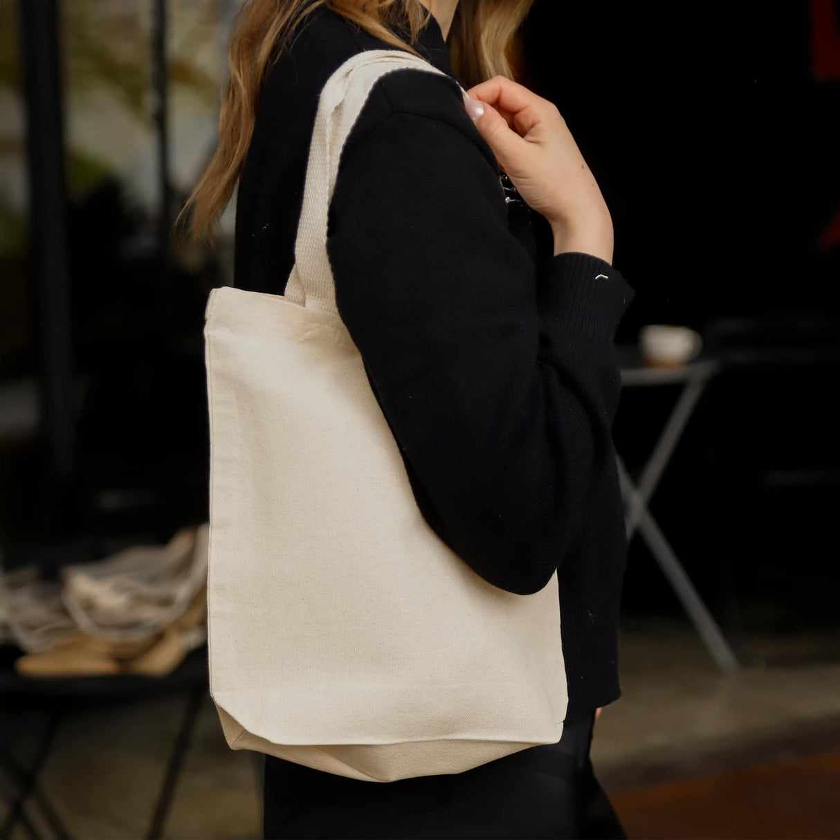 small canvas tote bag model