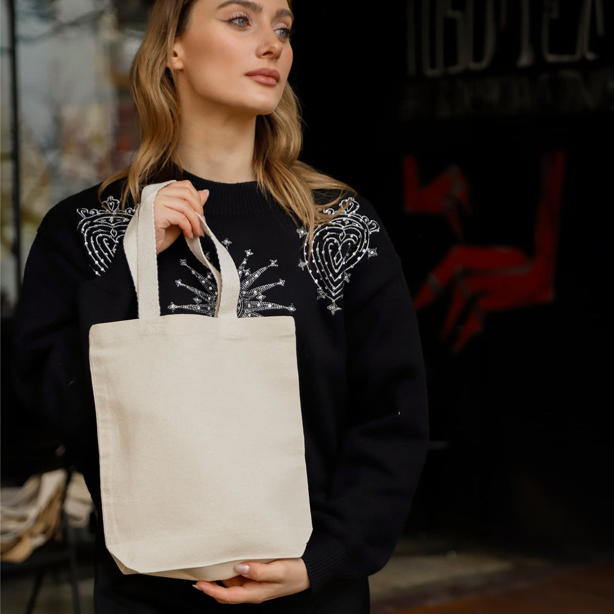 small cotton tote bag model