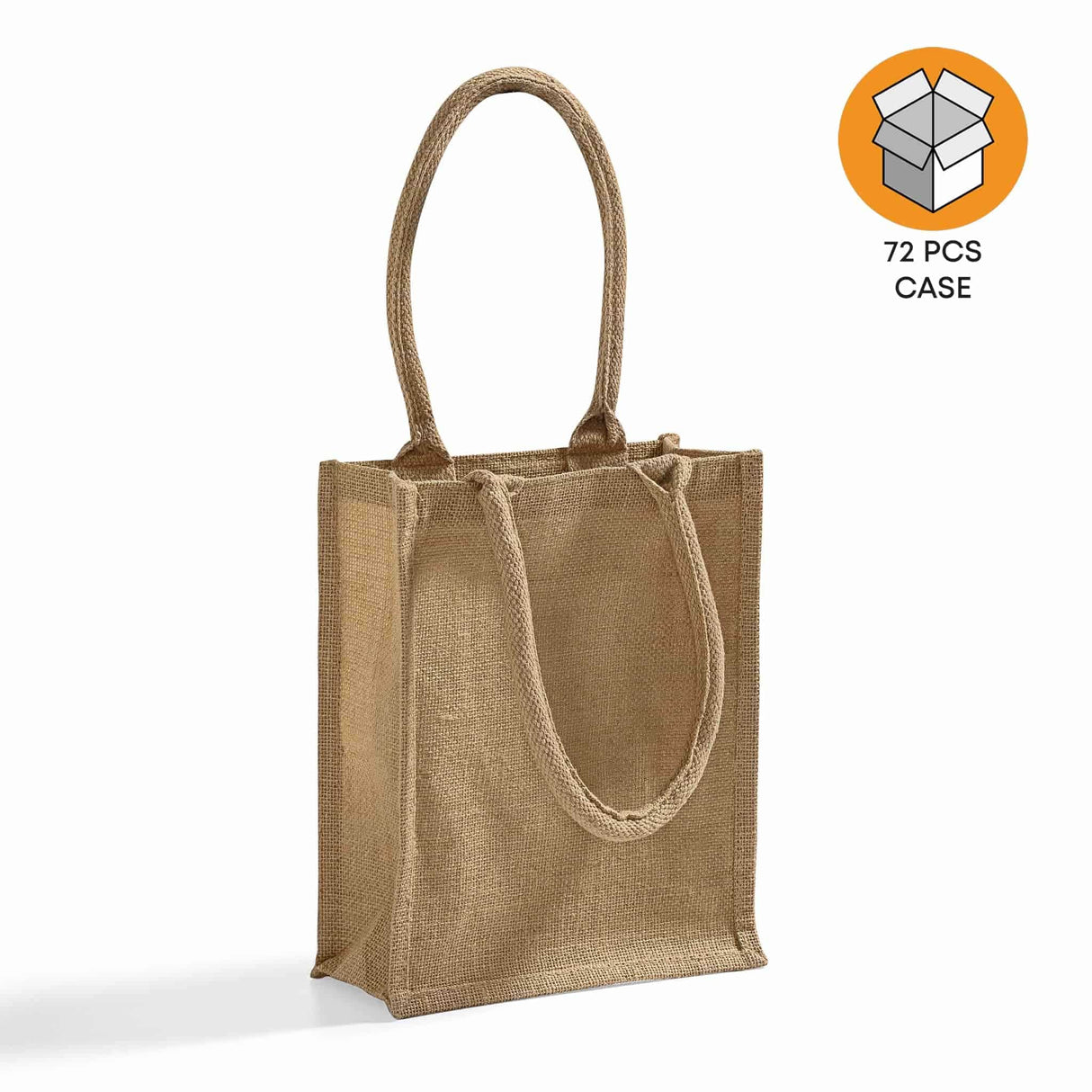 72 ct Small Burlap Bags / Jute Book Bag with Full Gusset - By Case