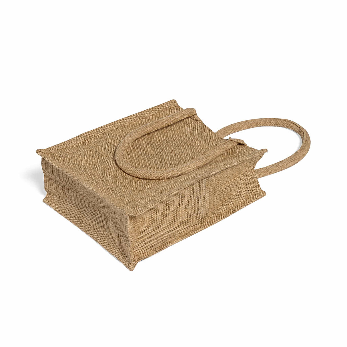 small jute book bag with full gusset