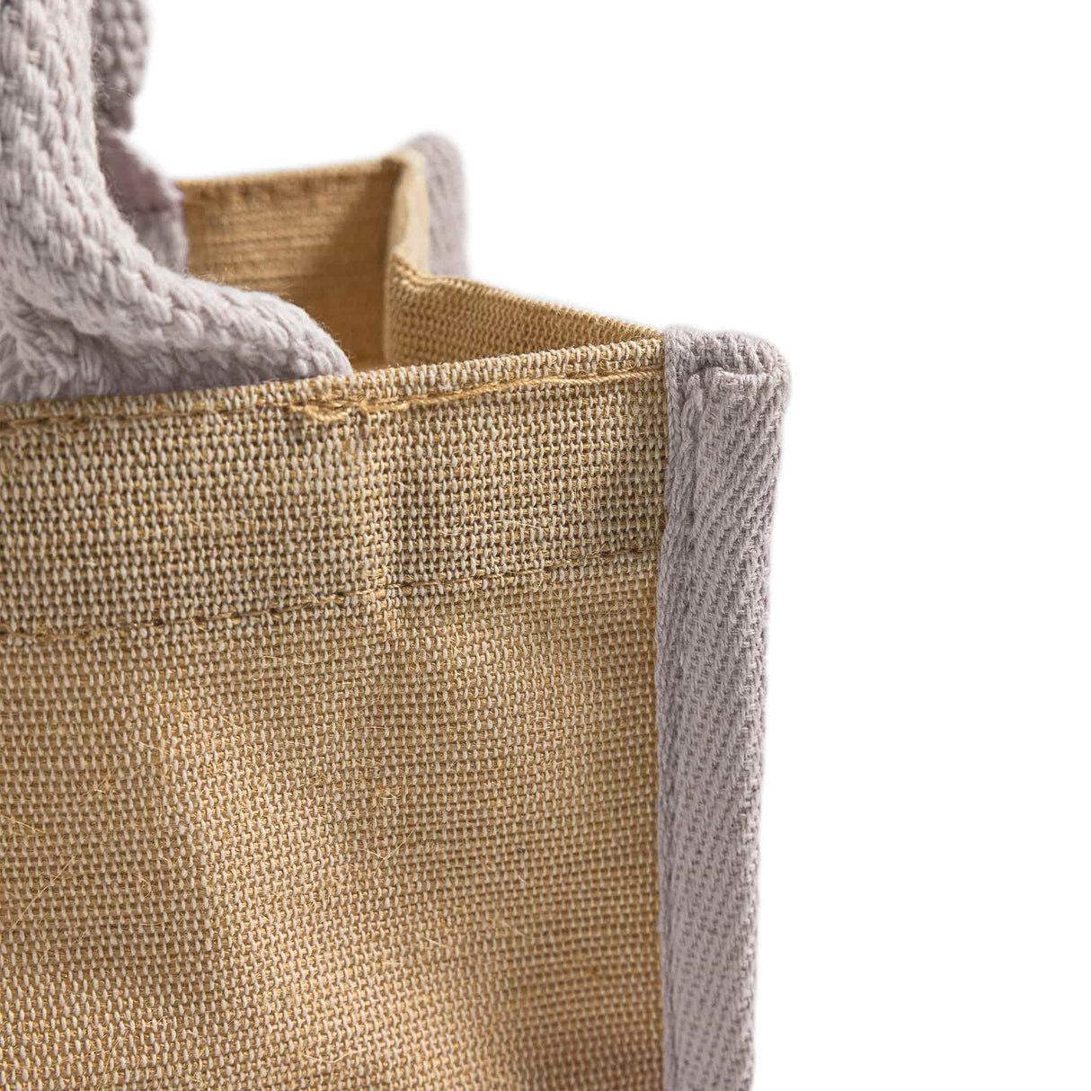 small jute tote bag corner detail