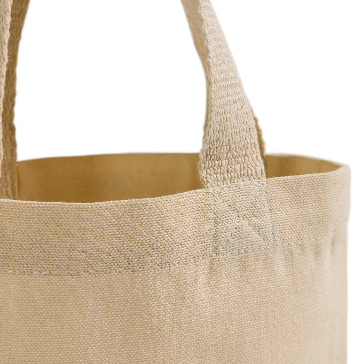 small size cotton canvas tote handle detail