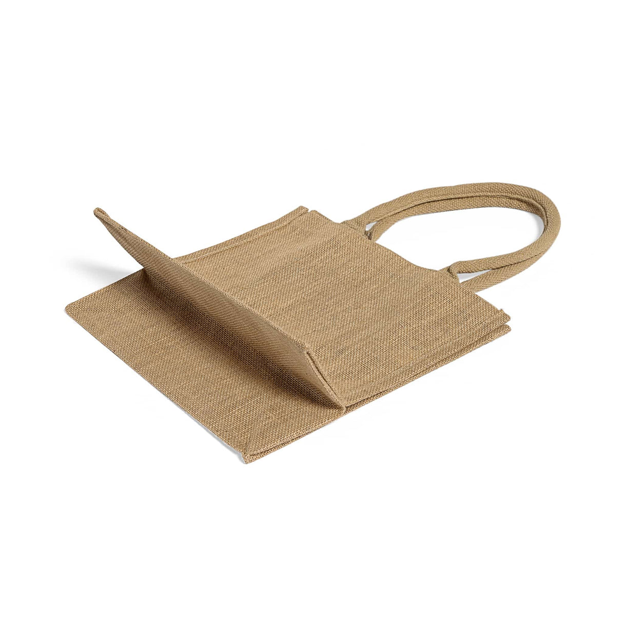 square burlap jute tote bag