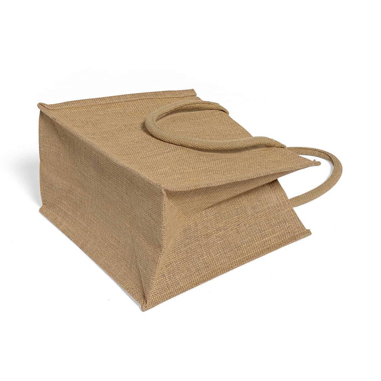 square burlap tote with gusset