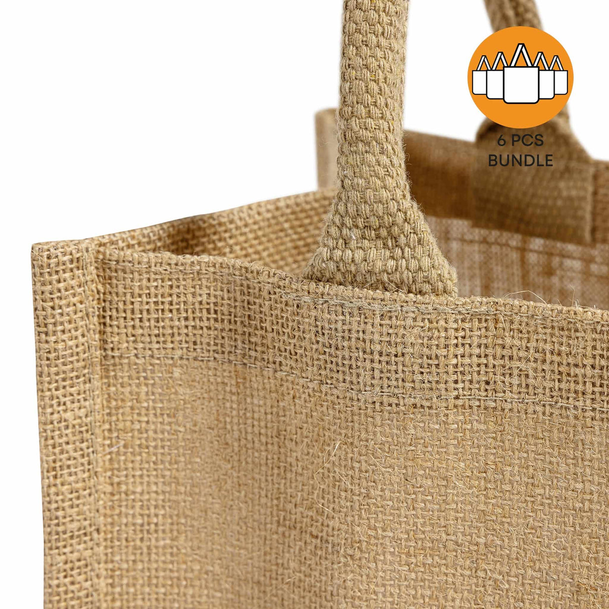 6 ct Square Burlap Bags - Wholesale Jute Tote Bags W/Deep Full Gusset - By Bundle