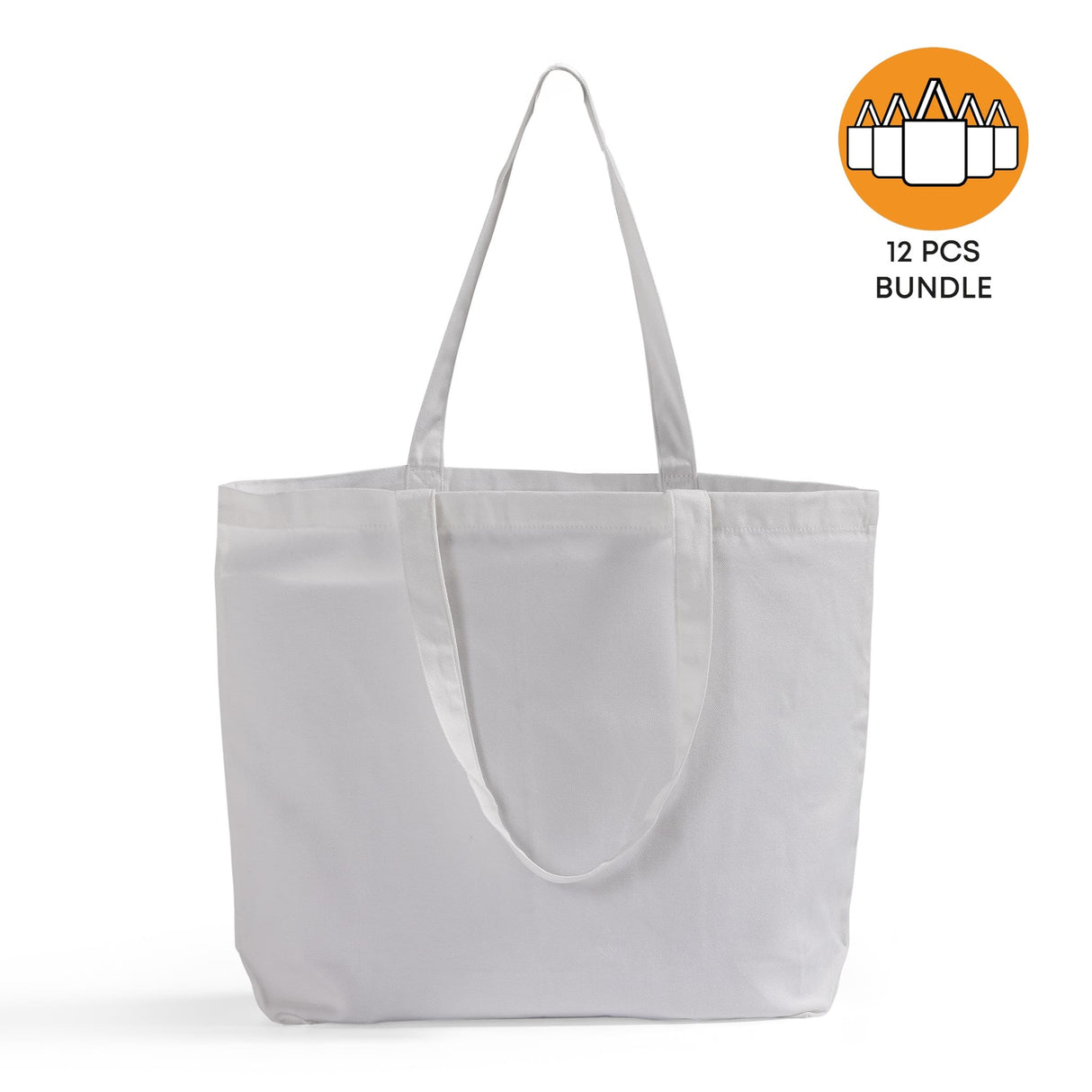 12 ct Large 100% Polyester Canvas Sublimation Tote Bags White - By Dozen