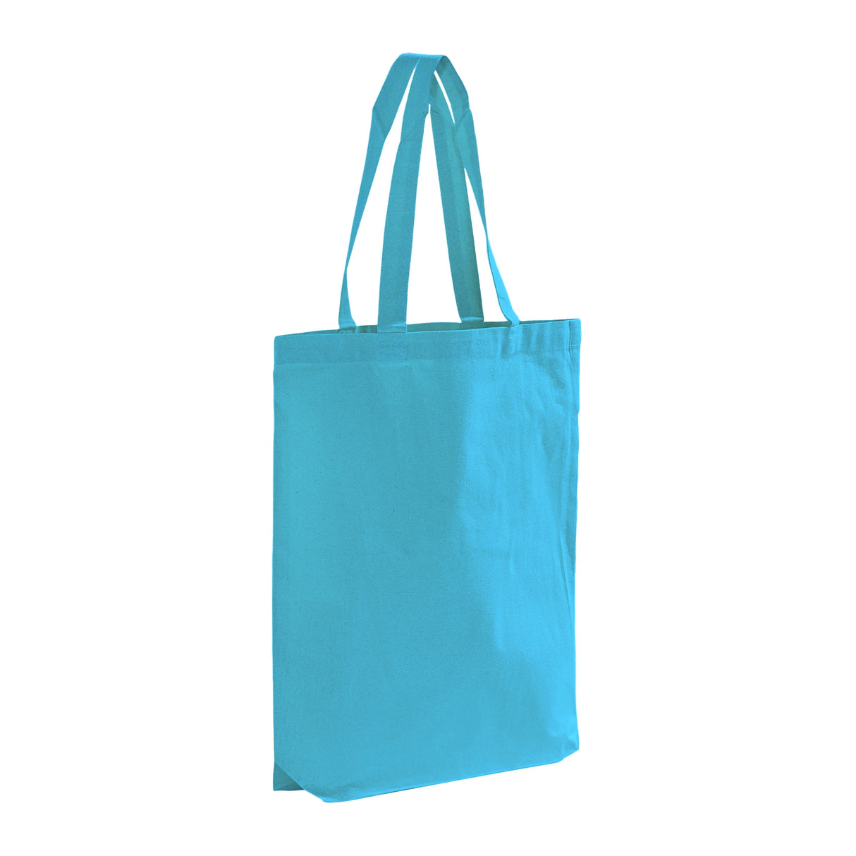 Turquoise cotton tote with bottom gusset