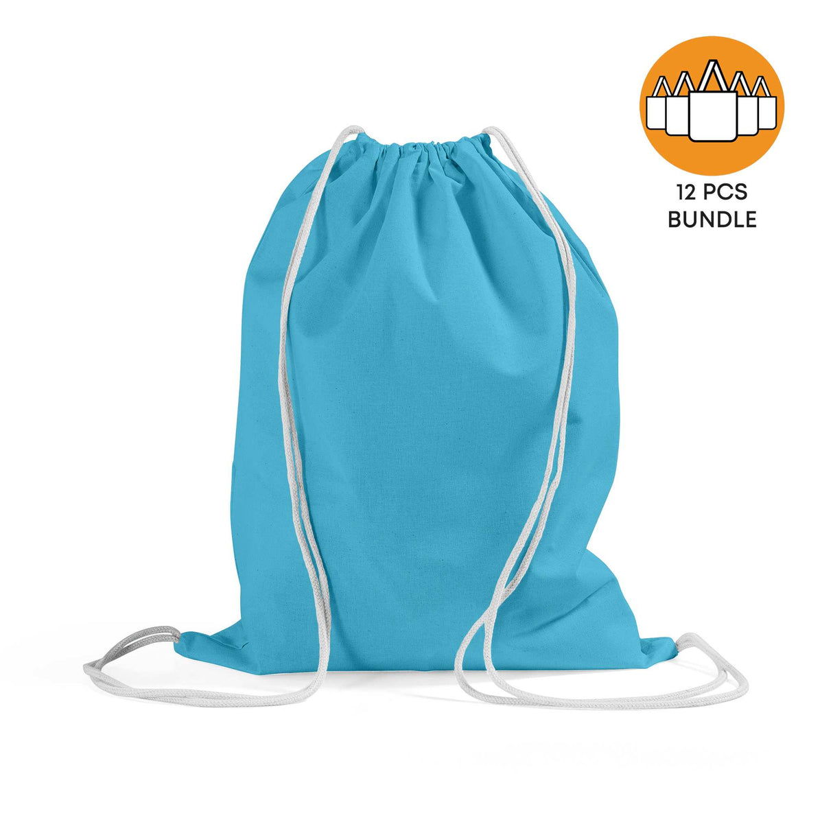 12 ct Economical Sport Cotton Drawstring Bag Cinch Packs - By Dozen