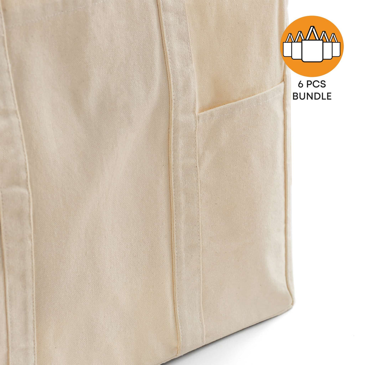 6 ct Organic Utility Canvas Tote - By Bundle