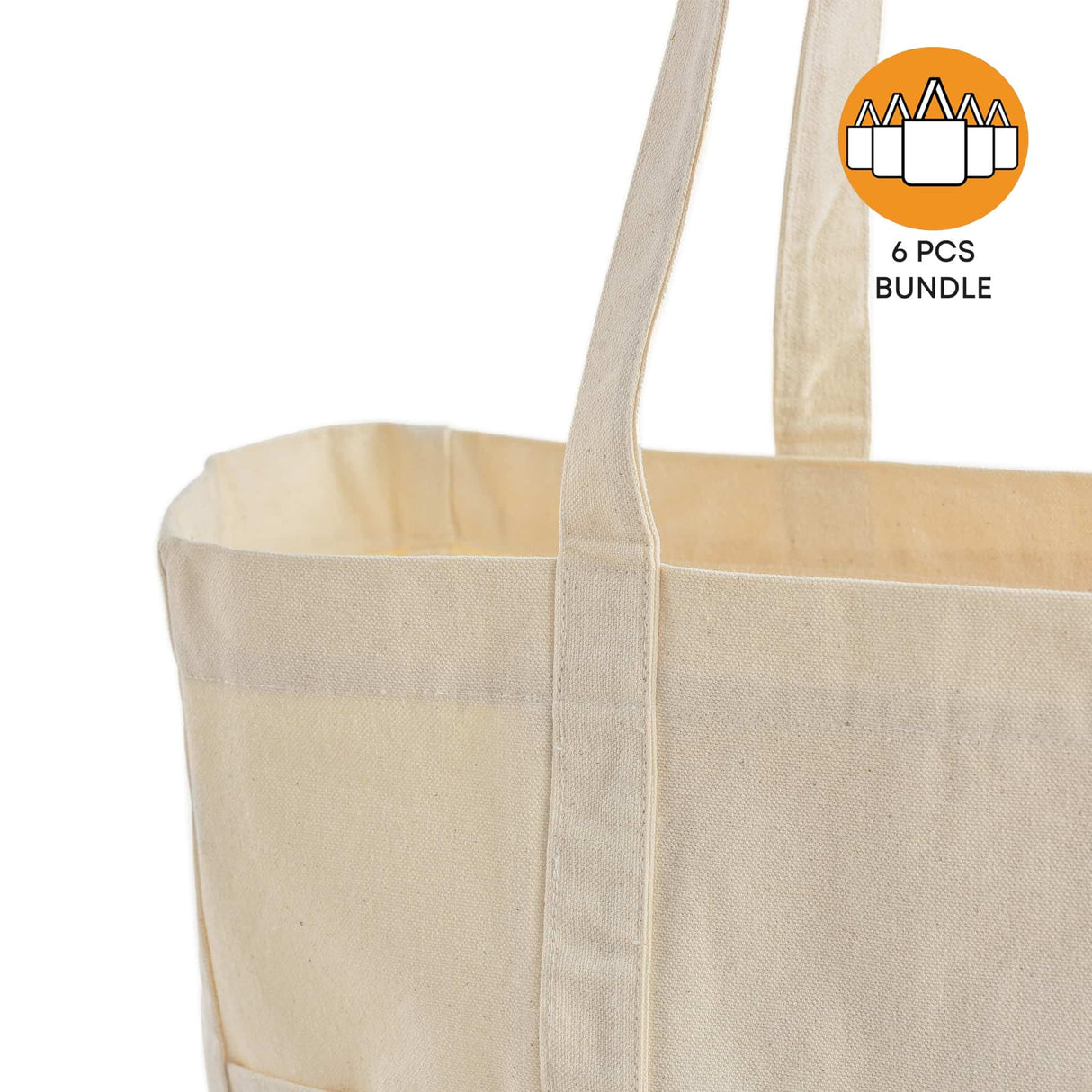6 ct Organic Utility Canvas Tote - By Bundle