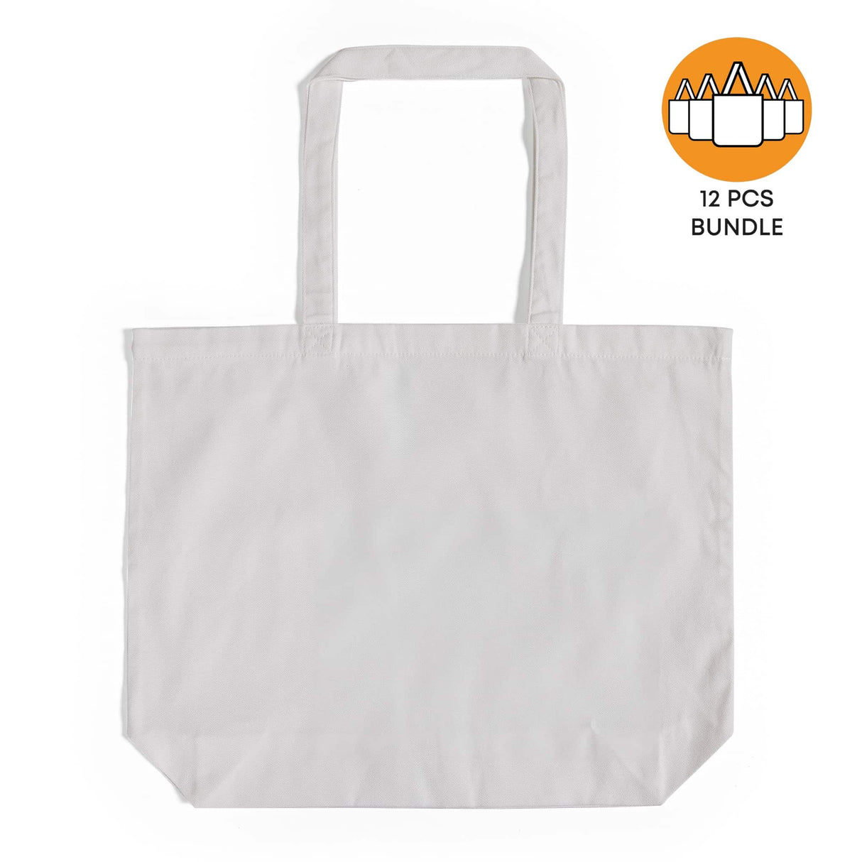 12 ct Large 100% Polyester Canvas Sublimation Tote Bags White - By Dozen