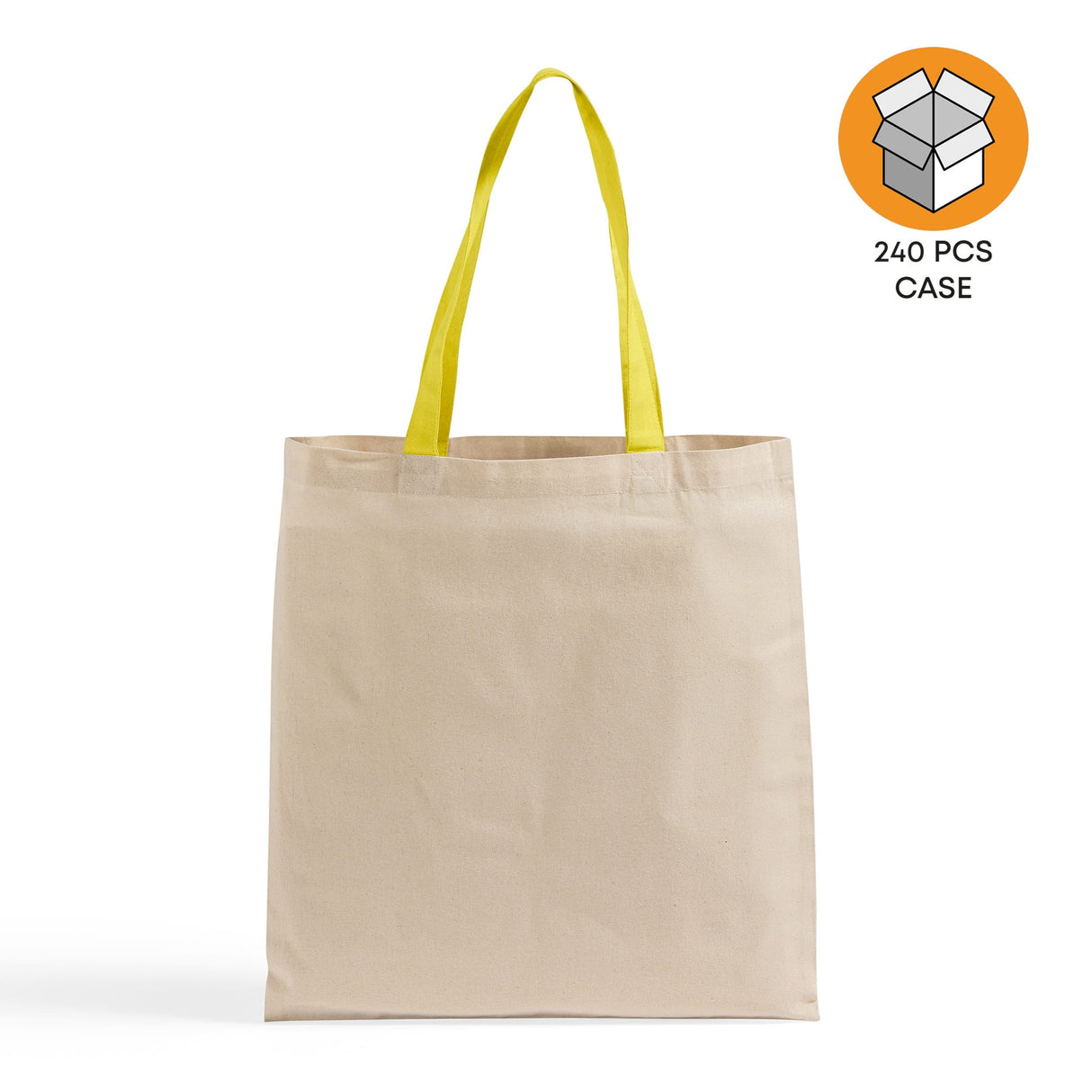 240 ct Wholesale Tote Bags With Color Handles 100% Cotton - By Case