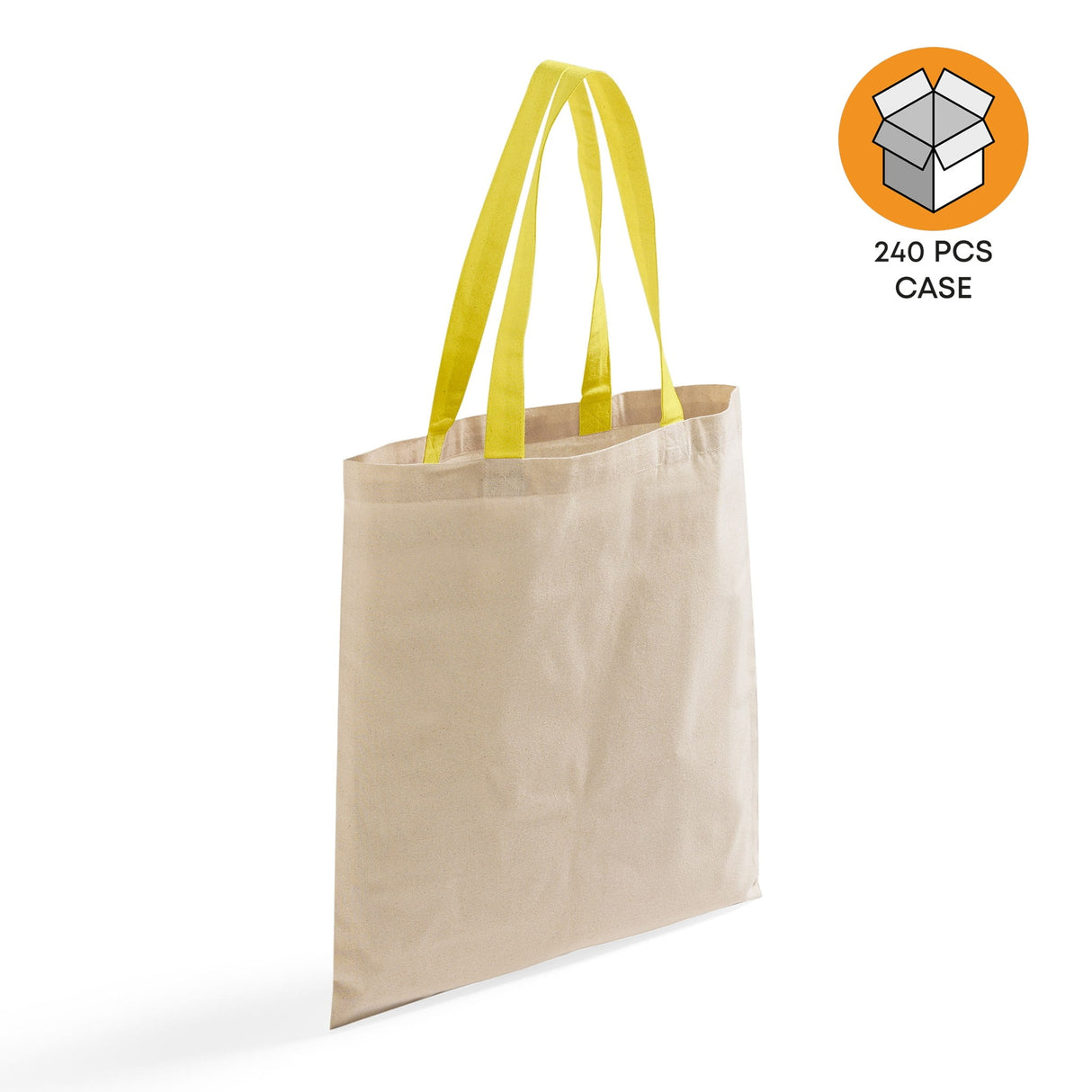 240 ct Wholesale Tote Bags With Color Handles 100% Cotton - By Case