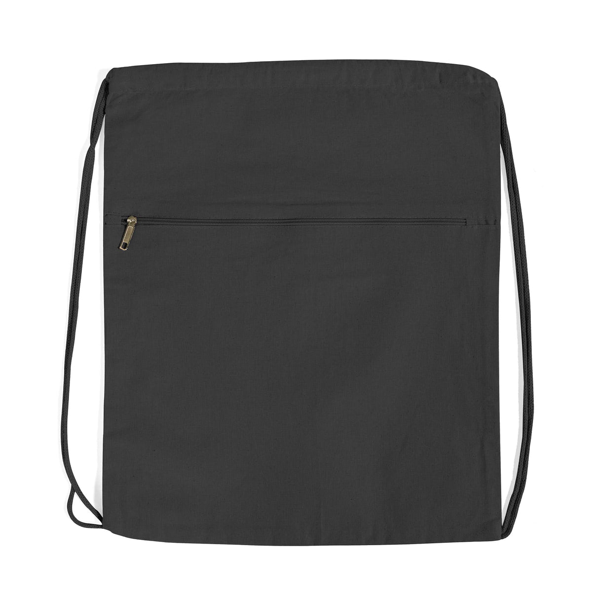 Zippered Black Cotton Backpack