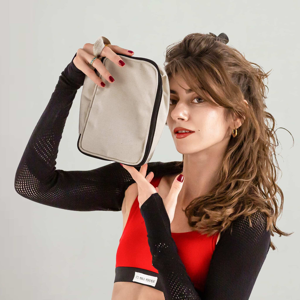 zippered canvas cosmetic bag model