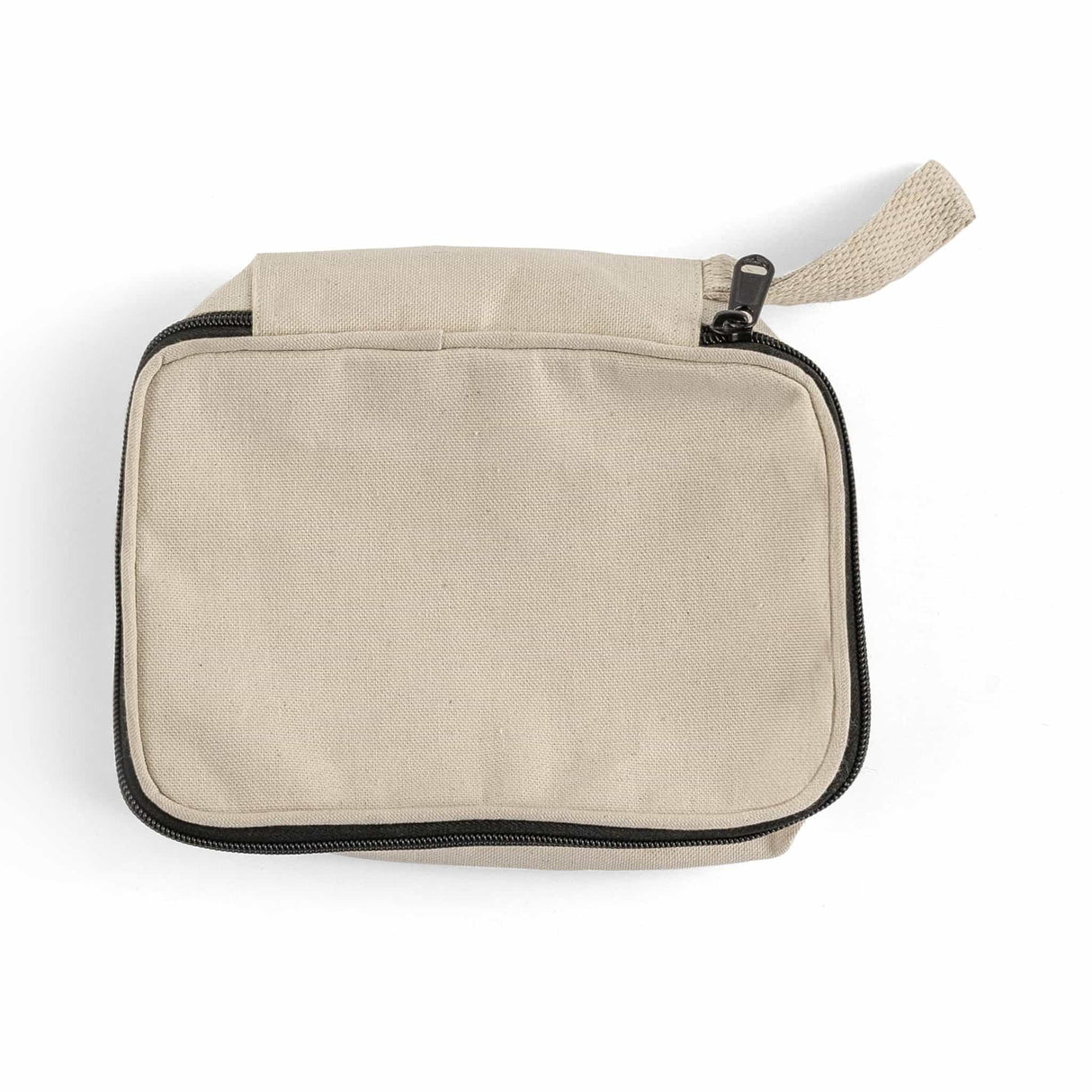 zippered canvas cosmetic bag with handle