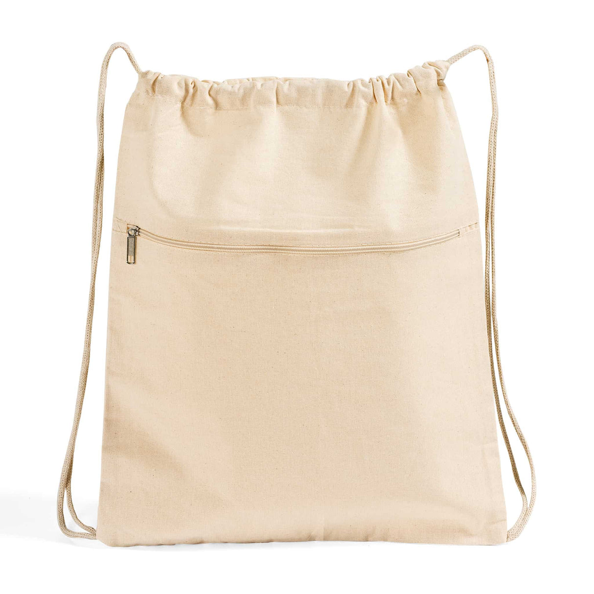 144 ct Zippered Cotton Canvas Drawstring Bag Backpack - By Case